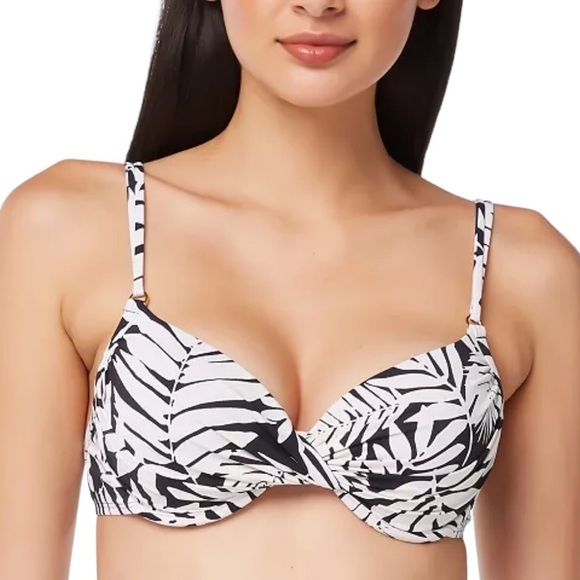 Bleu Rod Beattie Black White Tropical Print Bikini Top - Picture 1 of 13
